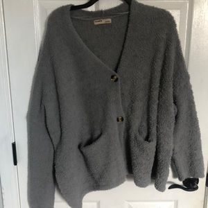 grey cardigan